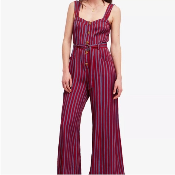 Free People Pants - Free People Wide Leg Striped Jumpsuit